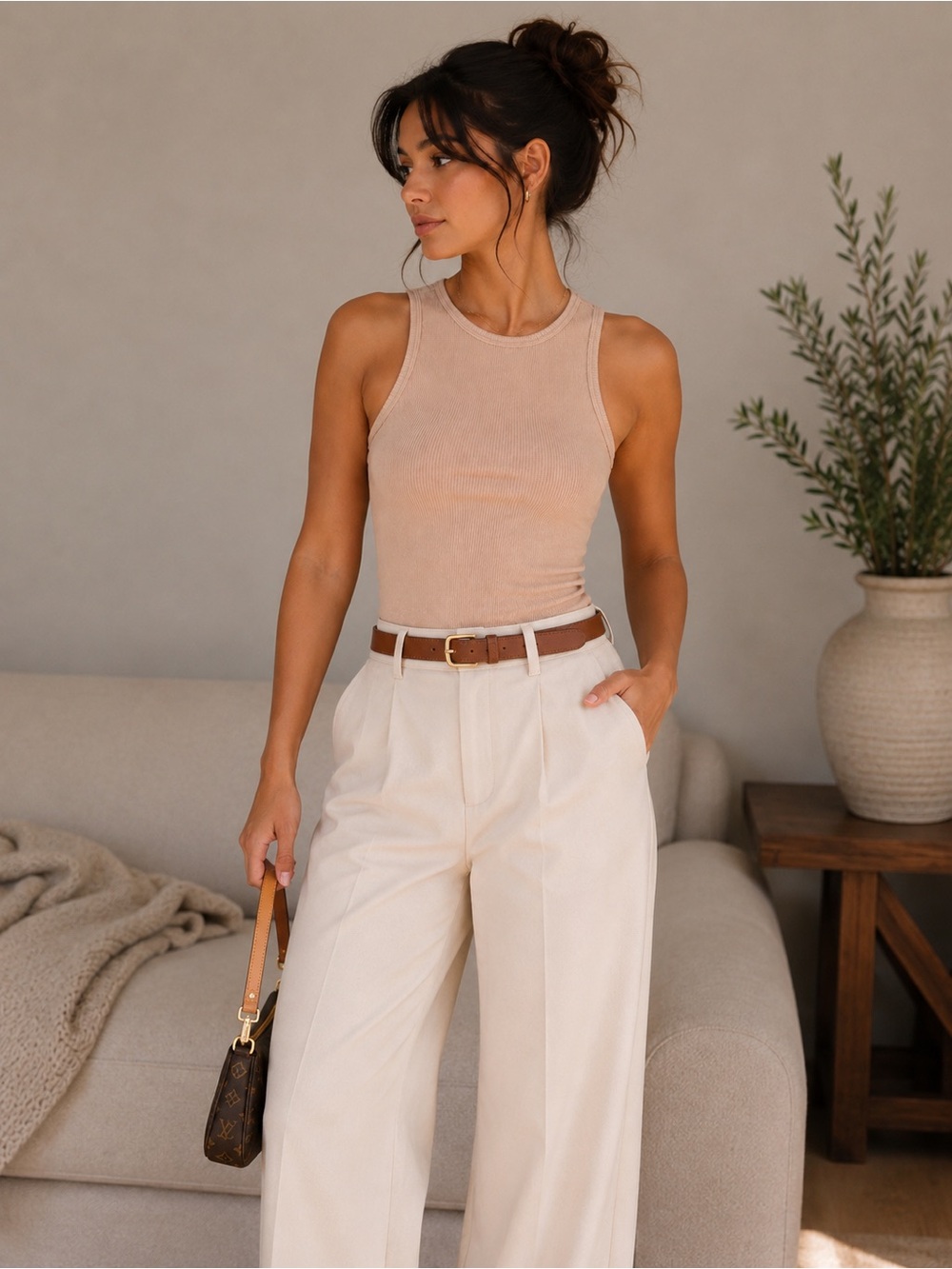 SKIMS Cotton Rib Tank XXS Nude Blush Ribbed Sleeveless Muscle Tank